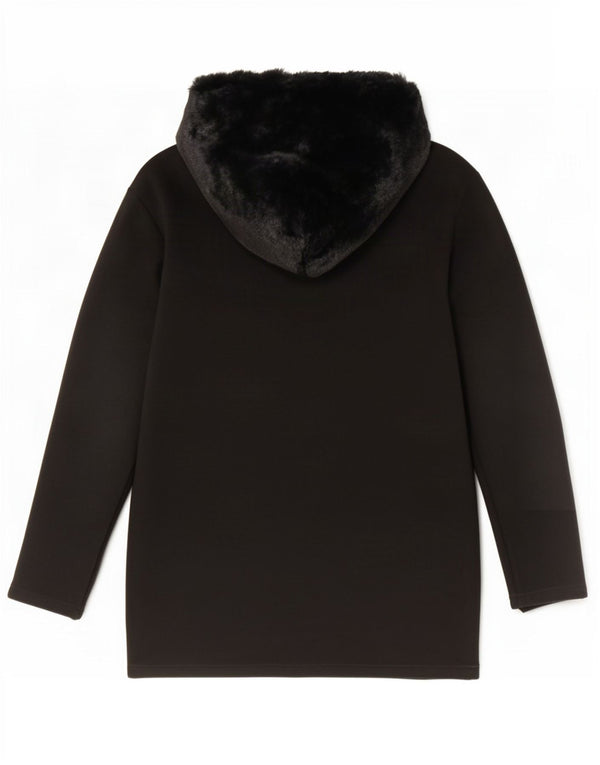 Zara Womens Oversized Zip Neck Hoodie Jumper UK 10 Small Black Polyester