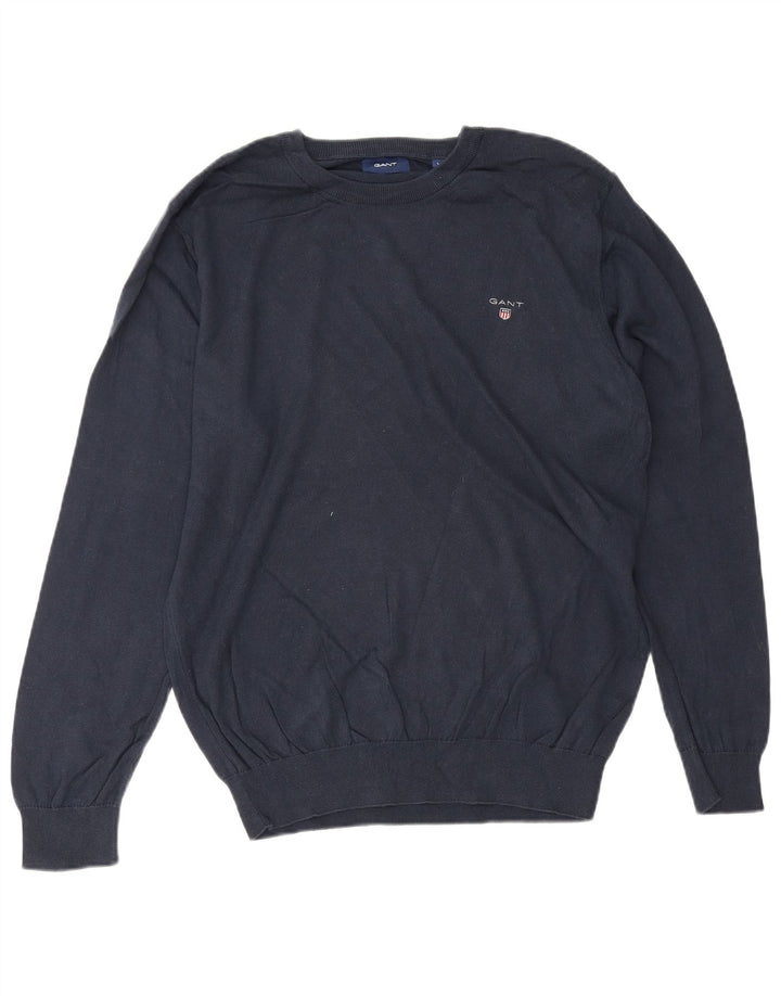 Gant Mens Boat Neck Jumper Sweater Large Navy Blue