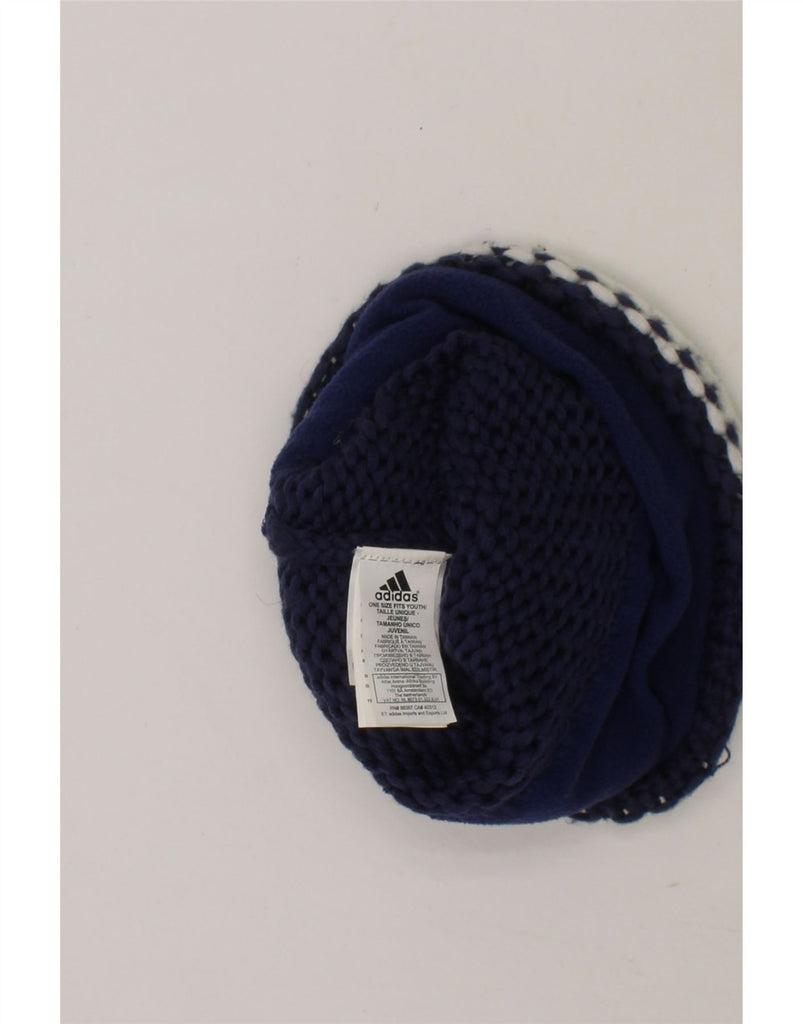 ADIDAS Boys Climawarm Bobble Hat One Size Navy Blue Colourblock Polyester Vintage Adidas and Second-Hand Adidas from Messina Hembry 