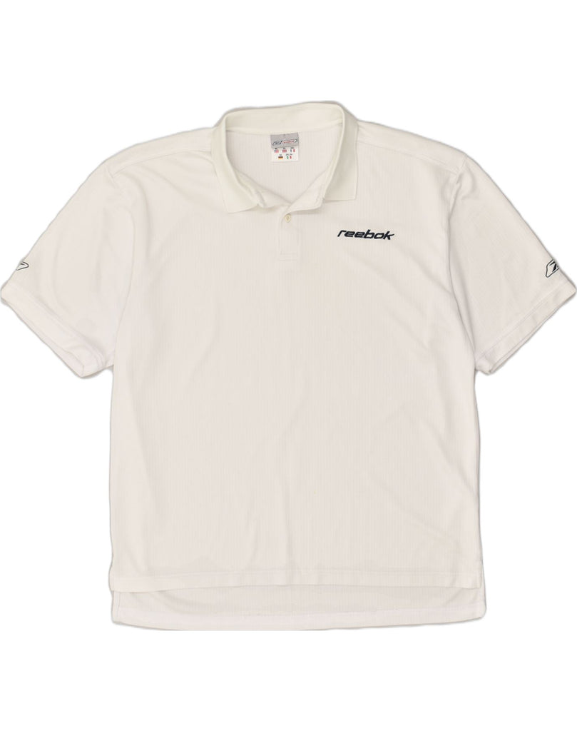 REEBOK Mens Polo Shirt XL White Polyester | Vintage Reebok | Thrift | Second-Hand Reebok | Used Clothing | Messina Hembry 