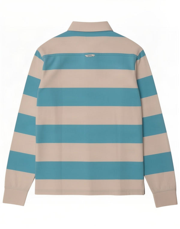 Gant Mens Long Sleeve Rugby Polo Shirt 2XL Blue Striped Cotton