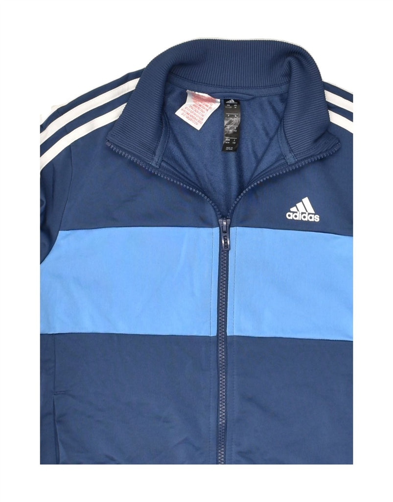 ADIDAS Boys Tracksuit Top Jacket 11-12 Years Blue Colourblock Polyester | Vintage Adidas | Thrift | Second-Hand Adidas | Used Clothing | Messina Hembry 