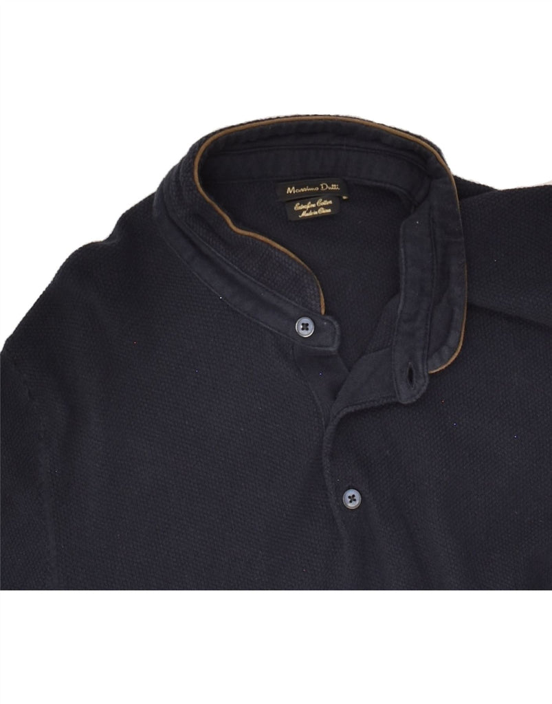 MASSIMO DUTTI Mens Polo Shirt Medium Navy Blue Cotton | Vintage Massimo Dutti | Thrift | Second-Hand Massimo Dutti | Used Clothing | Messina Hembry 