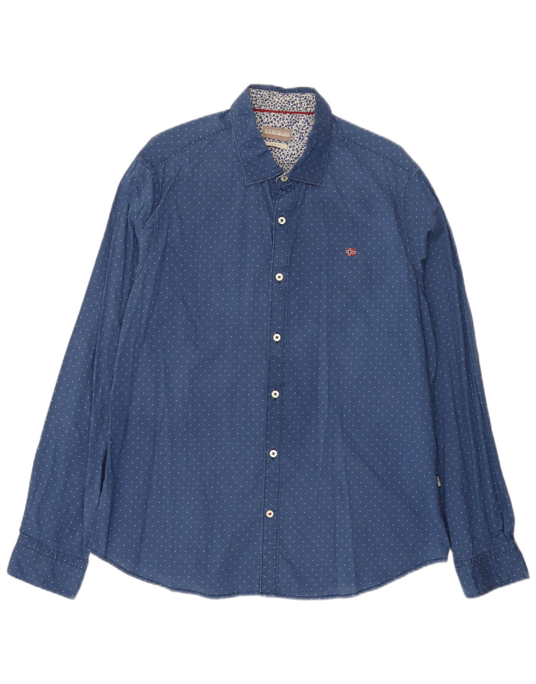 Napapijri Mens Abstract Pattern Shirt 2XL Blue Cotton
