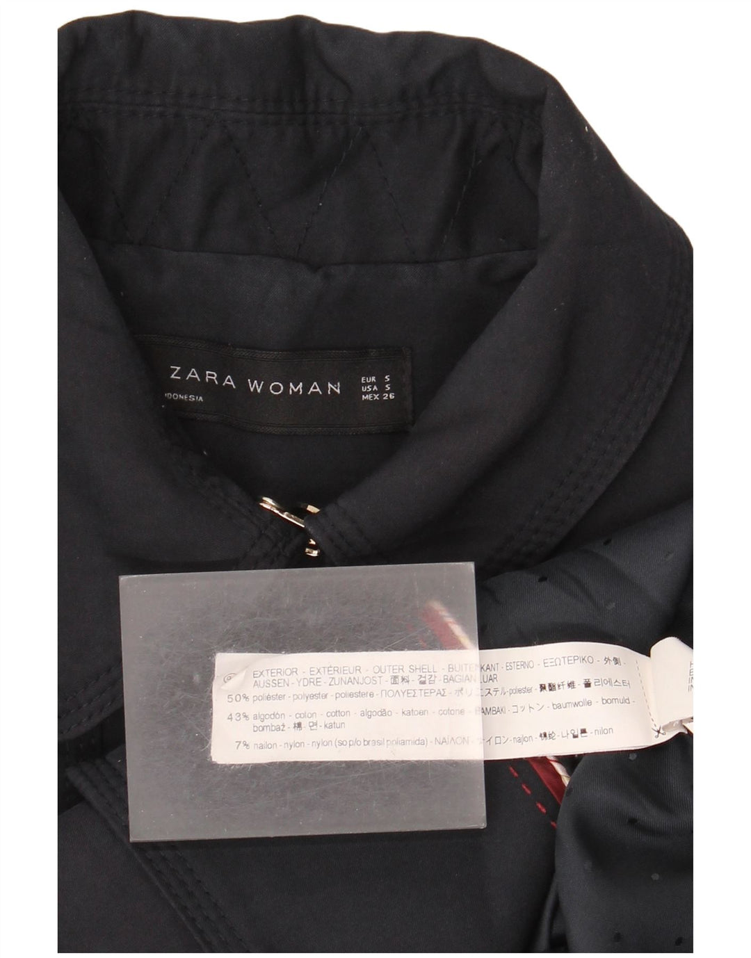 Zara Womens Double Breasted Trench Coat UK 10 Small Navy Blue Polyester