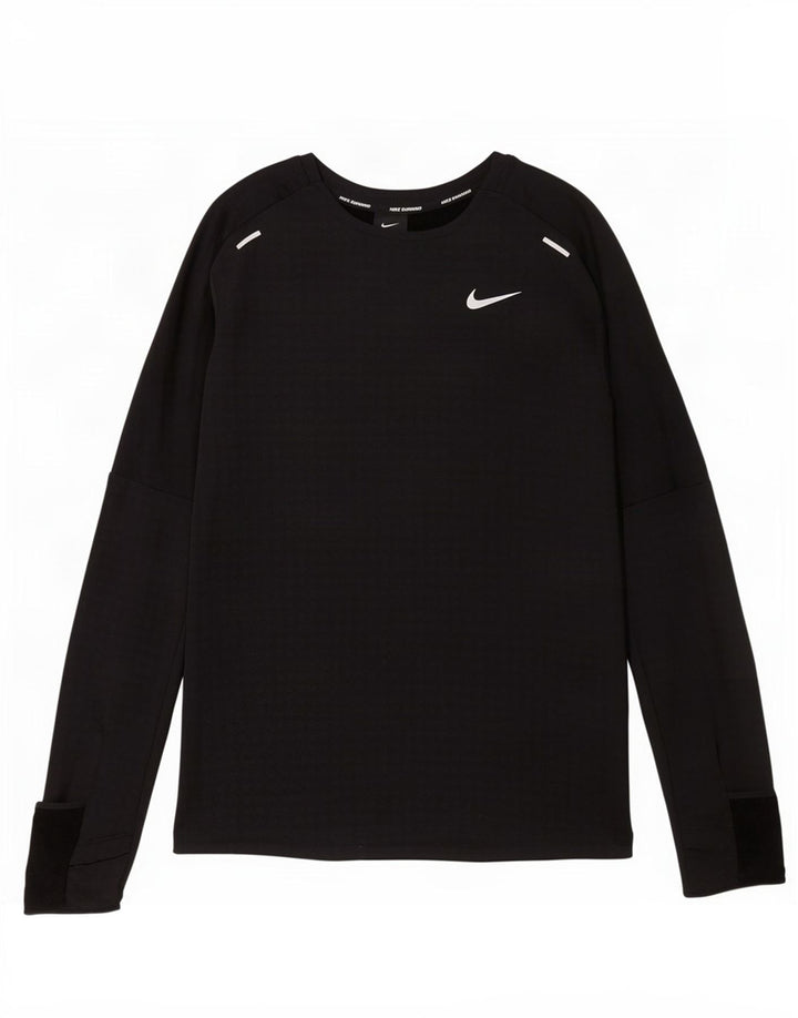 Nike Mens Running Top Long Sleeve Medium Black Polyester