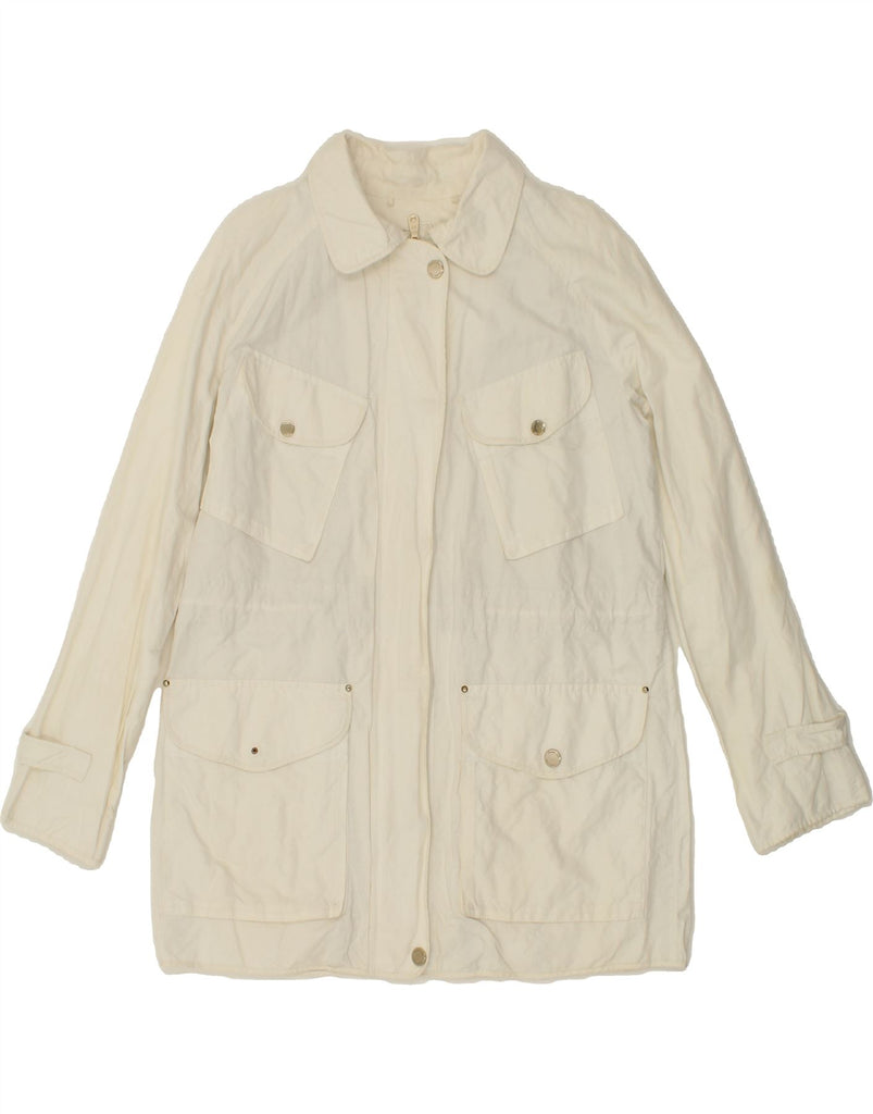 MASSIMO DUTTI Womens Utility Jacket UK 14 Medium Off White Cotton Vintage Massimo Dutti and Second-Hand Massimo Dutti from Messina Hembry 