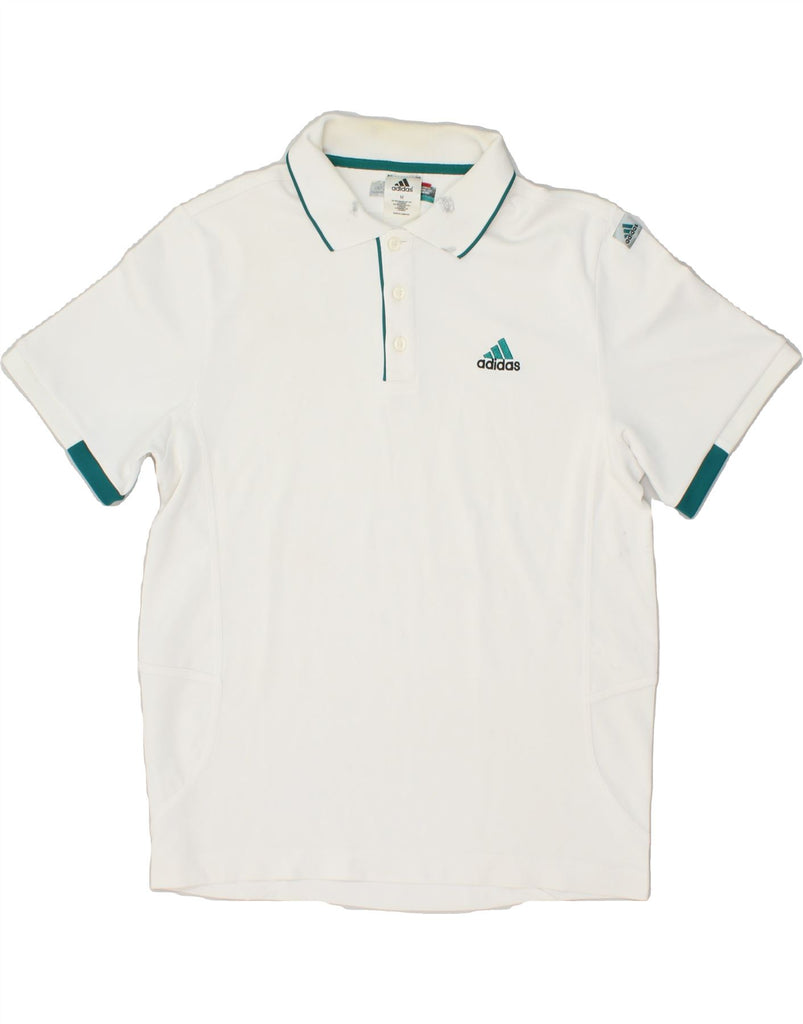 ADIDAS Mens Polo Shirt Medium White Polyester | Vintage Adidas | Thrift | Second-Hand Adidas | Used Clothing | Messina Hembry 