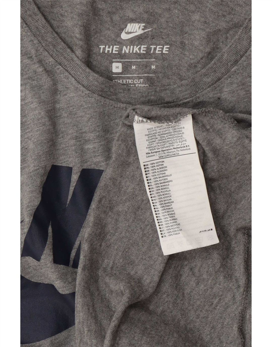 Nike Mens Athletic Cut Graphic T-Shirt Top Medium Grey Cotton