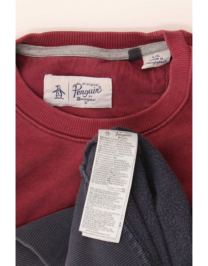 Penguin Mens Sweatshirt Jumper Large Multicoloured Colourblock Cotton