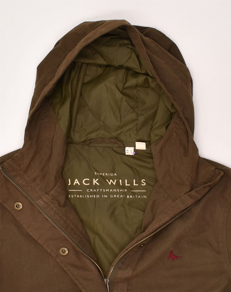 JACK WILLS Womens Hooded Parka Jacket UK 6 XS  Brown Cotton | Vintage Jack Wills | Thrift | Second-Hand Jack Wills | Used Clothing | Messina Hembry 