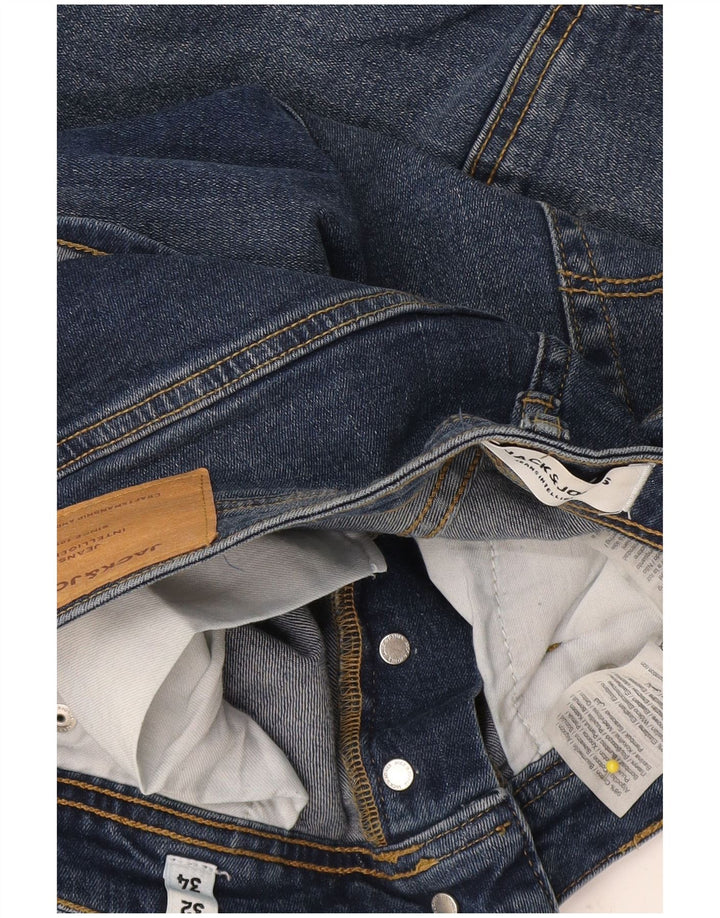 Jack & Jones Mens GLENN Slim Jeans W32 L34 Blue Cotton