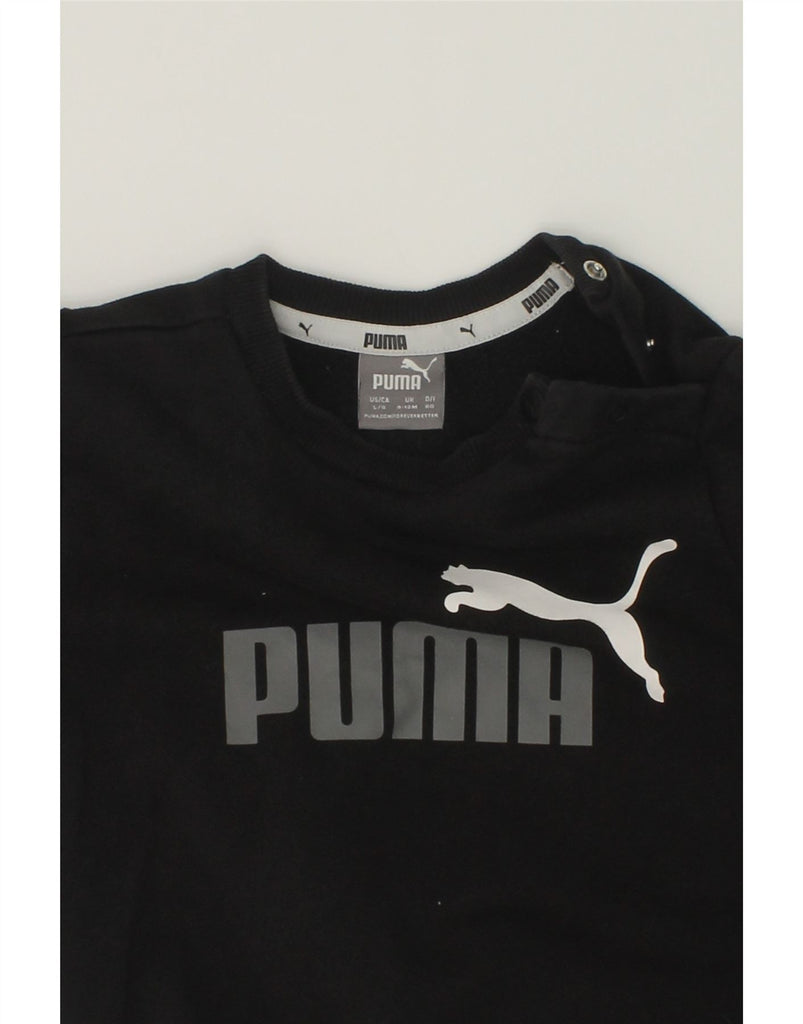 PUMA Baby Girls Graphic Sweatshirt Jumper 9-12 Months Black Cotton | Vintage Puma | Thrift | Second-Hand Puma | Used Clothing | Messina Hembry 