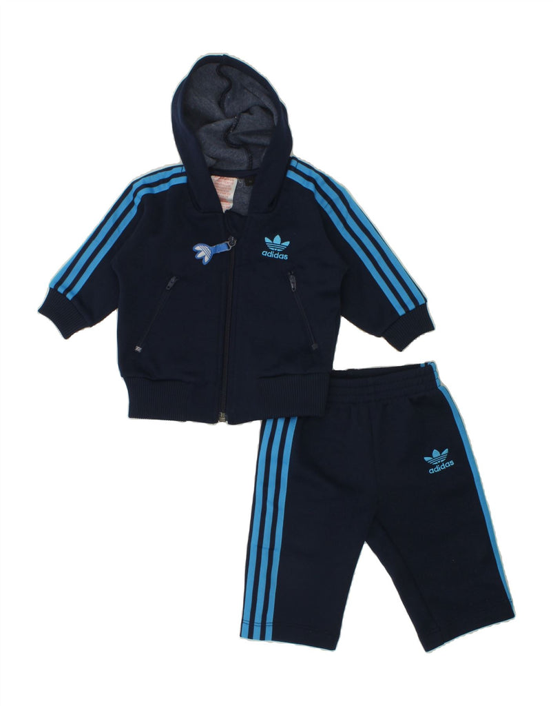 ADIDAS Baby Boys Full Tracksuit 0-3 Months Navy Blue Polyester | Vintage Adidas | Thrift | Second-Hand Adidas | Used Clothing | Messina Hembry 