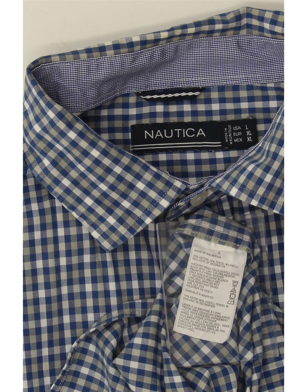 NAUTICA Mens Shirt XL Blue Check Tencel Vintage Nautica and Second-Hand Nautica from Messina Hembry 