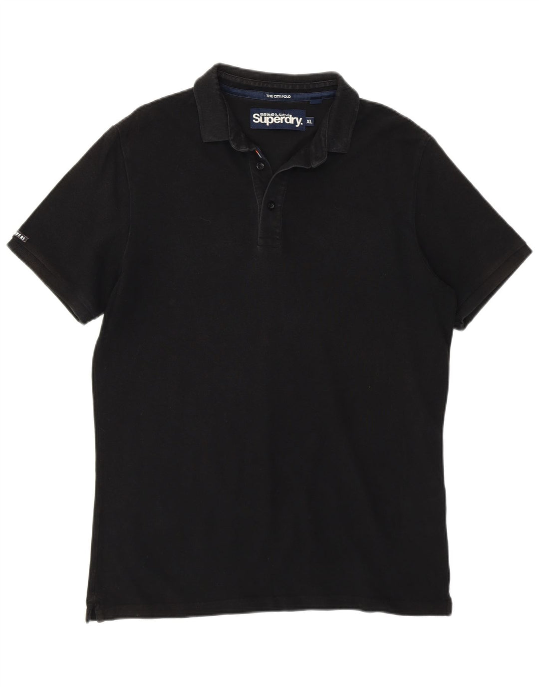 SUPERDRY Mens Polo Shirt XL Black Cotton