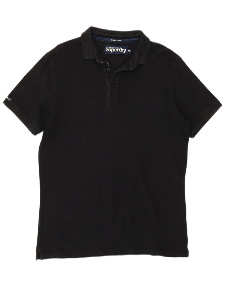 SUPERDRY Mens Polo Shirt XL Black Cotton