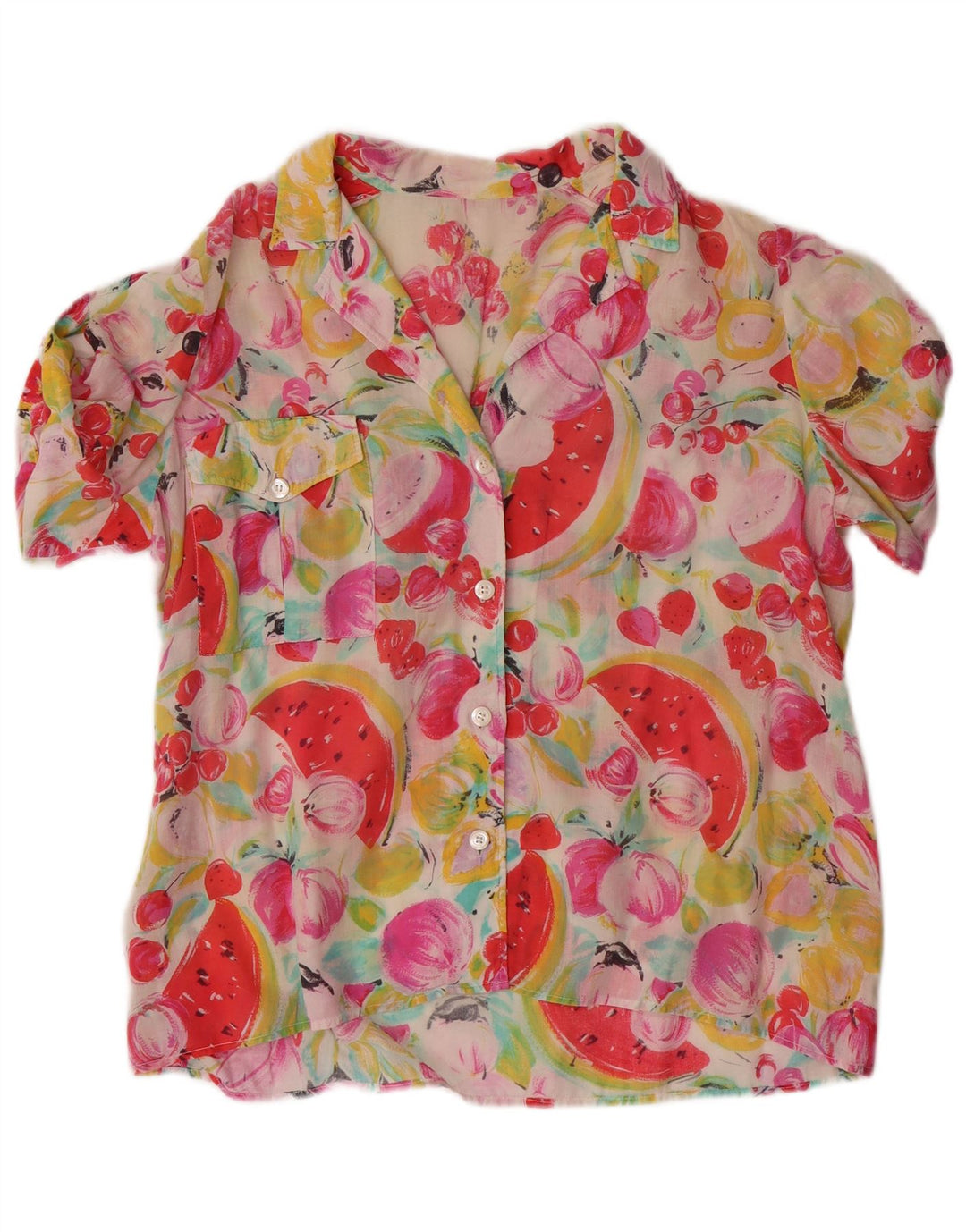 VINTAGE Womens Abstract Pattern Shirt Blouse UK 14 Medium Multicoloured