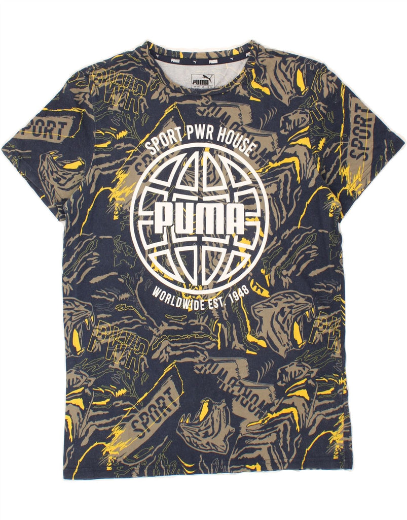 PUMA Boys Abstract Pattern Graphic T-Shirt Top 15-16 Years Navy Blue | Vintage Puma | Thrift | Second-Hand Puma | Used Clothing | Messina Hembry 