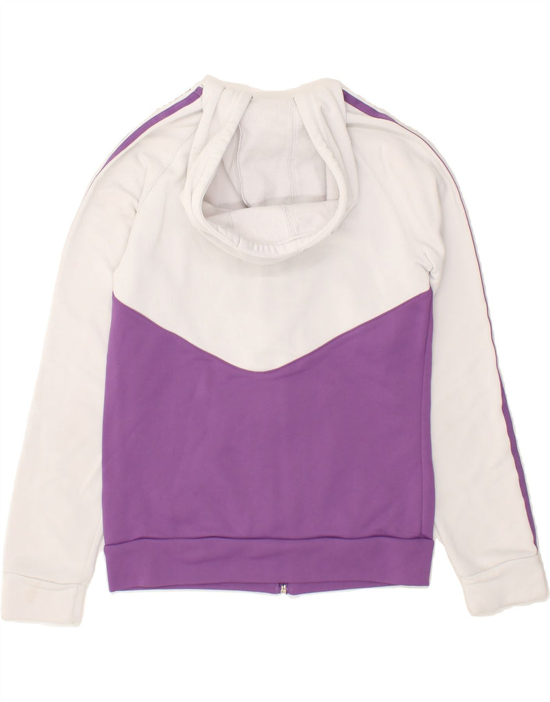 ADIDAS Womens Zip Hoodie Sweater UK 12 Medium Purple Colourblock Polyester Vintage Adidas and Second-Hand Adidas from Messina Hembry 