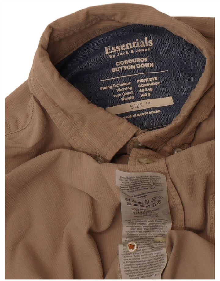 Jack & Jones Mens Corduroy Shirt Medium Beige Cotton