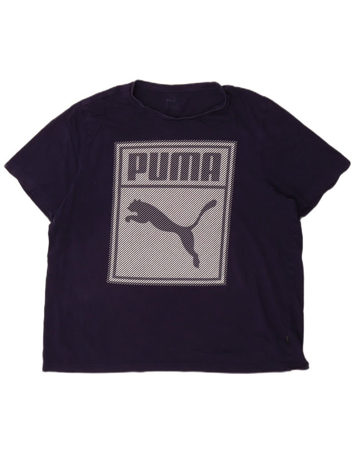 Puma Mens Graphic T-Shirt Top XL Navy Blue Cotton