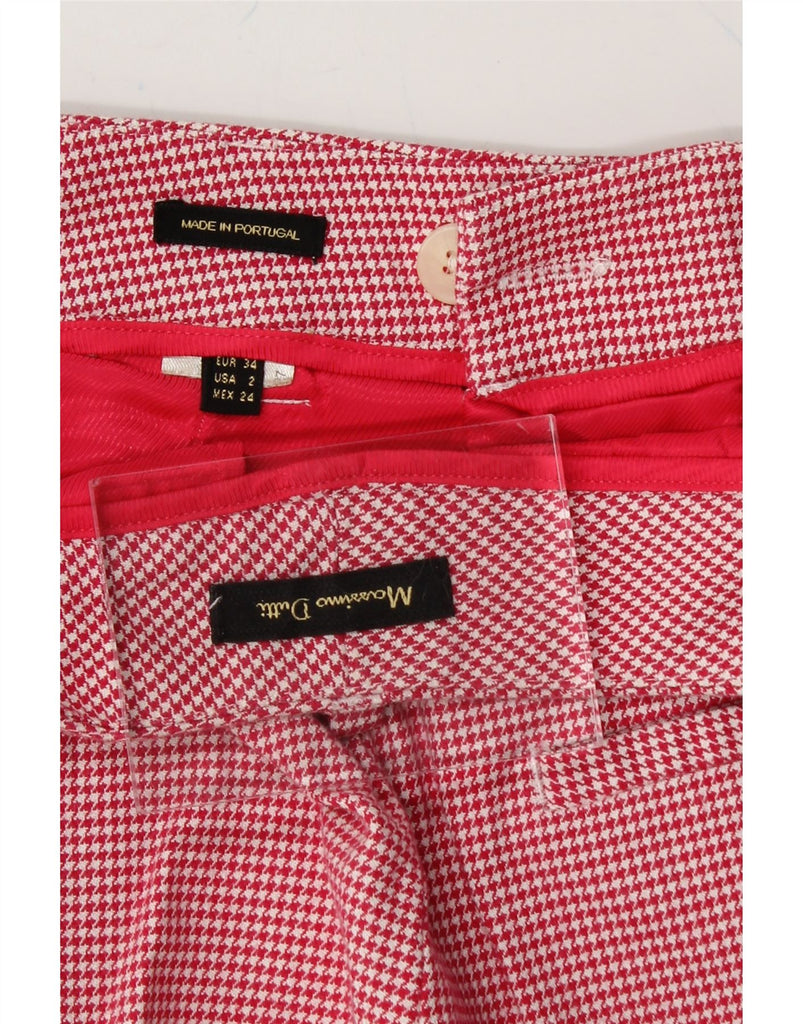 MASSIMO DUTTI Womens Chino Trousers EU 34 2XS W24 L24 Pink Houndstooth Vintage Massimo Dutti and Second-Hand Massimo Dutti from Messina Hembry 