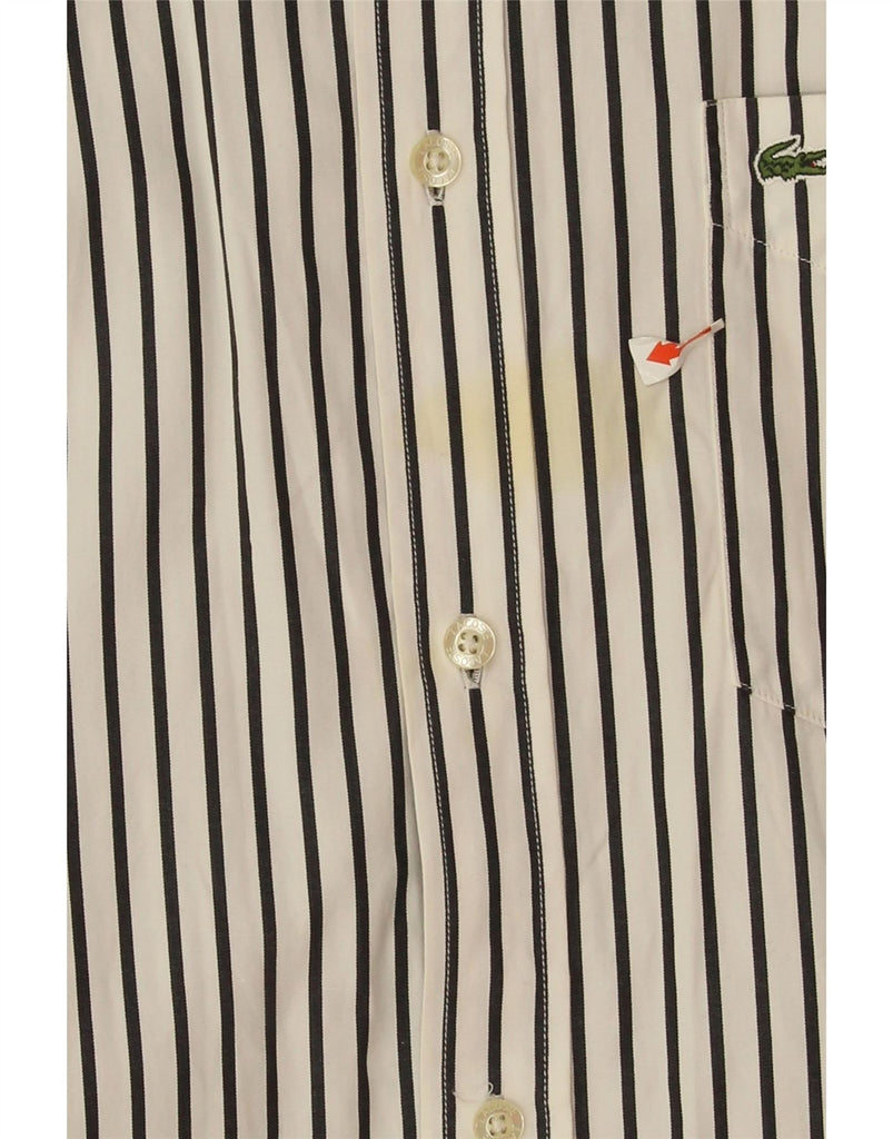 LACOSTE Mens Regular Fit Shirt Size 44 XL White Striped Cotton Vintage Lacoste and Second-Hand Lacoste from Messina Hembry 