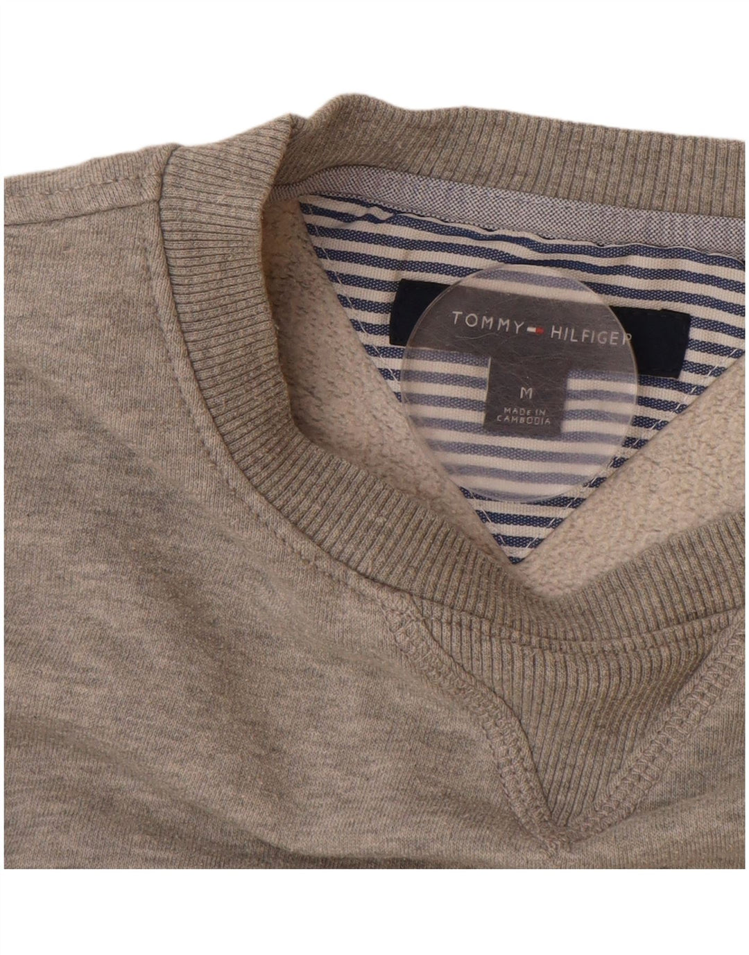 TOMMY HILFIGER Womens Graphic Sweatshirt Jumper UK 14 Medium Grey Cotton