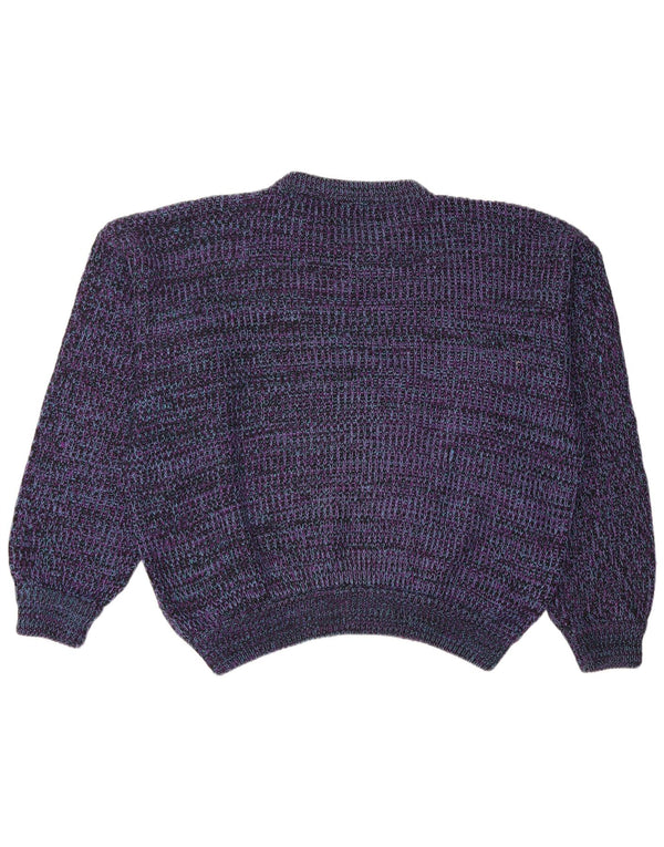 Vintage Mens Crew Neck Jumper Sweater XL Purple Striped