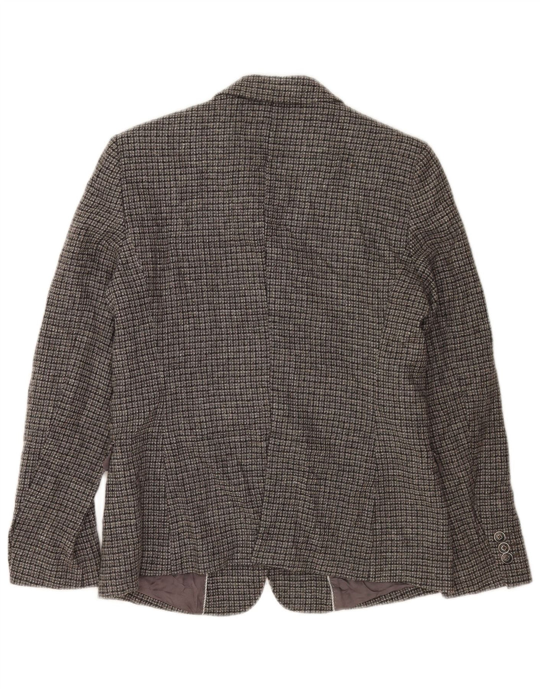 Massimo Dutti Womens 2 Button Blazer Jacket EU 42 Large Grey Check Viscose