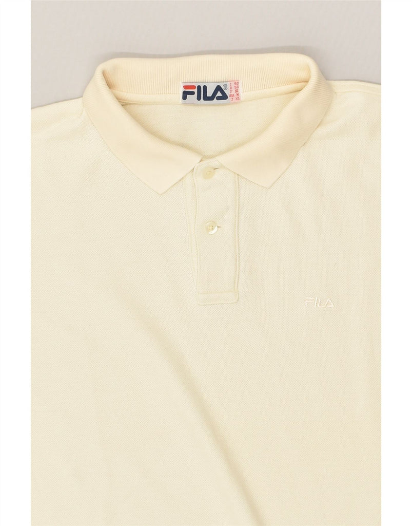 FILA Mens Long Sleeve Polo Shirt IT 50 Medium Beige Cotton | Vintage Fila | Thrift | Second-Hand Fila | Used Clothing | Messina Hembry 