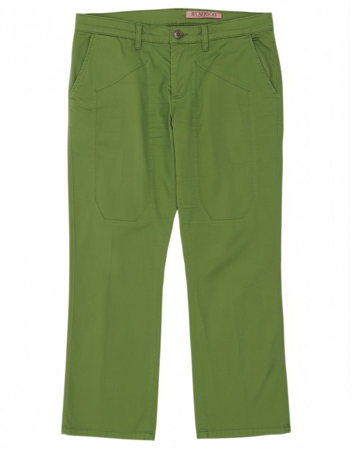 JECKERSON Womens Straight Suit Trousers W32 L27 Green Cotton