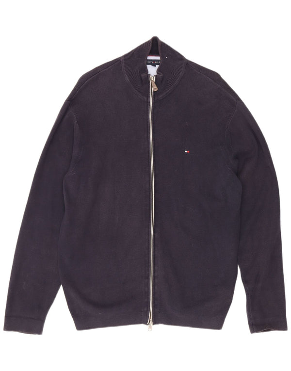 Tommy Hilfiger Mens Cardigan Sweater Large Navy Blue Cotton