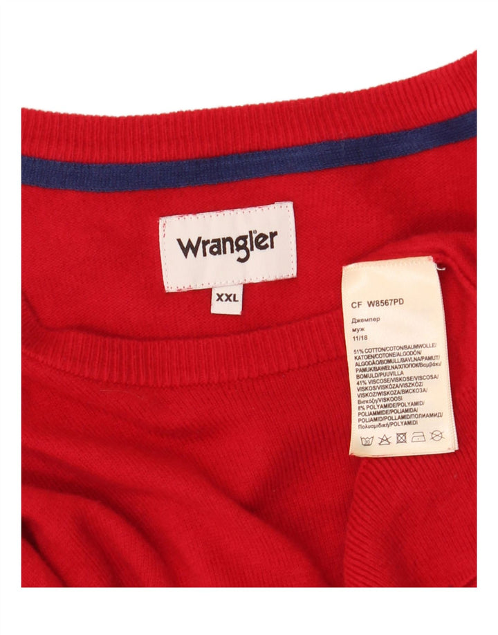 Wrangler Mens Boat Neck Jumper Sweater 2XL Red Cotton