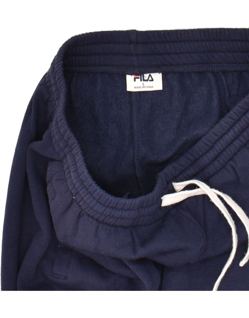 FILA Mens Graphic Tracksuit Trousers Joggers Large Navy Blue Cotton | Vintage Fila | Thrift | Second-Hand Fila | Used Clothing | Messina Hembry 