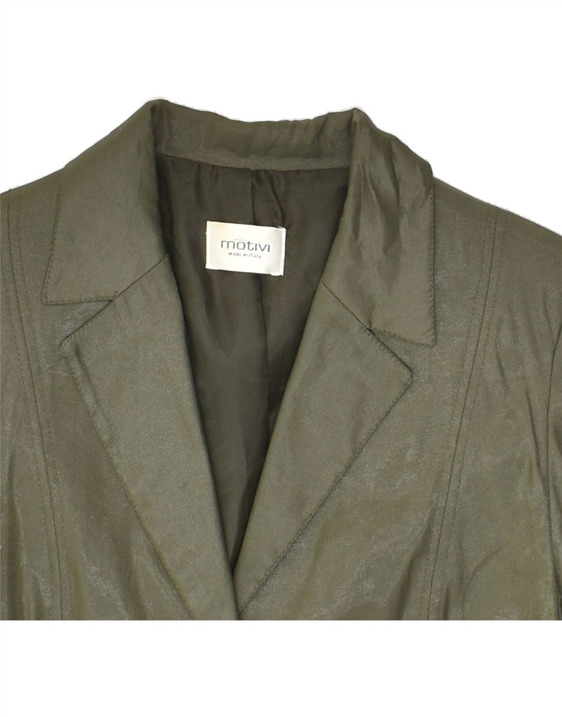 MOTIVI Womens 1 Button Blazer Jacket UK 10 Small Green Viscose | Vintage MOTIVI | Thrift | Second-Hand MOTIVI | Used Clothing | Messina Hembry 