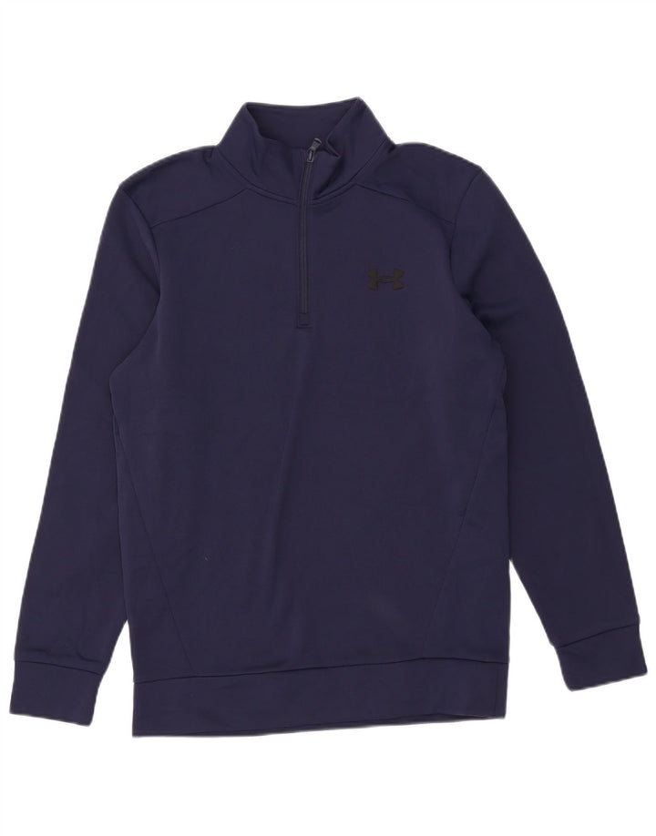 Under Armour Mens Zip Neck Sweatshirt Jumper Small Navy Blue Polyester