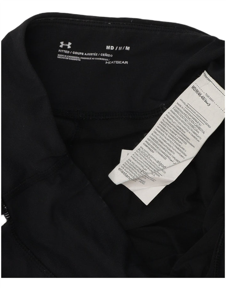 UNDER ARMOUR Womens Heat Gear Leggings UK 12 Medium Black Colourblock