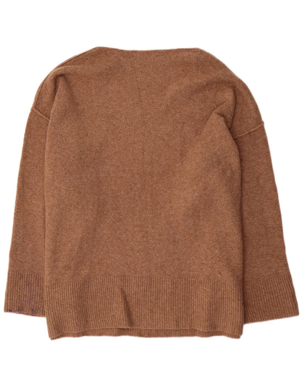 Zara Womens Oversized Boat Neck Jumper Sweater UK 16 Large Beige Acrylic