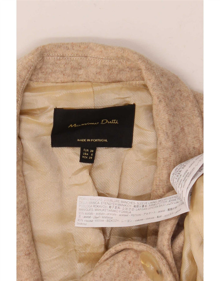 Massimo Dutti Womens Knit 1 Button Blazer Jacket EU 38 Small Beige Flecked