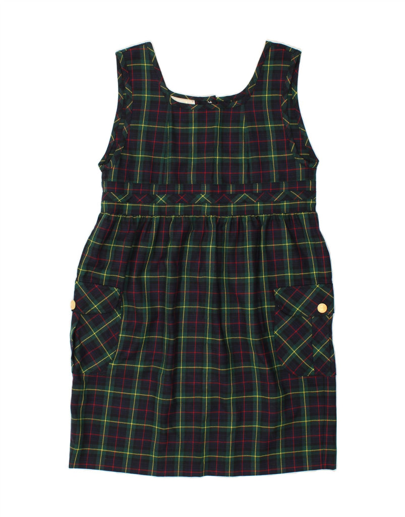 VINTAGE Womens Sleeveless Basic Dress IT 42 Medium Green Check Vintage Vintage and Second-Hand Vintage from Messina Hembry 