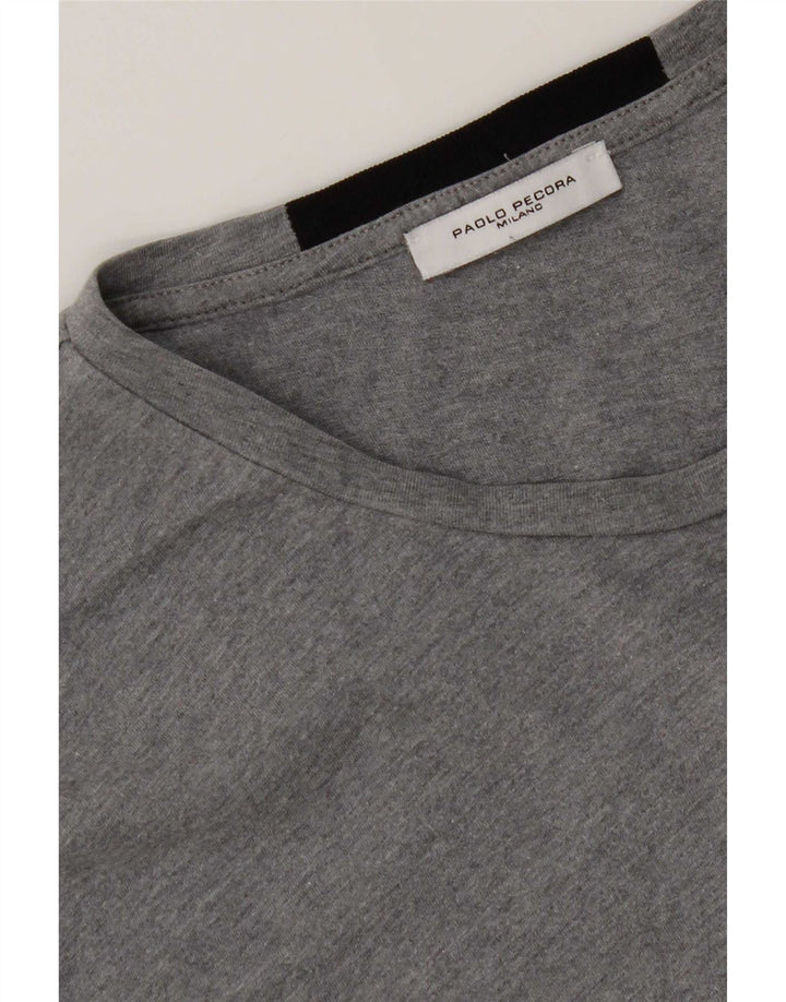 Paolo Pecora Mens T-Shirt Top Medium Grey Colourblock