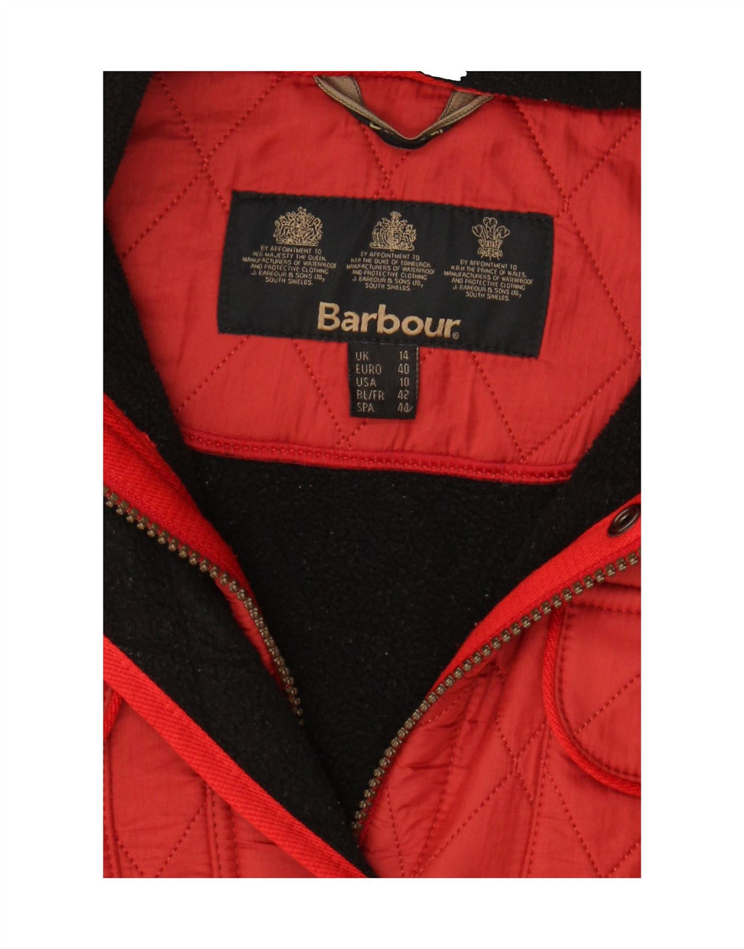BARBOUR Womens Utility Jacket UK 14 Large Red Vintage Barbour and Second-Hand Barbour from Messina Hembry 
