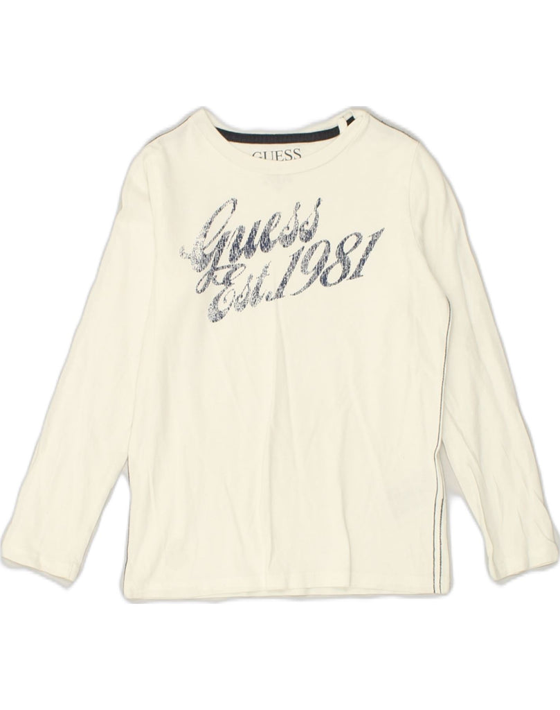 GUESS Girls Graphic Top Long Sleeve 5-6 Years White Cotton | Vintage Guess | Thrift | Second-Hand Guess | Used Clothing | Messina Hembry 