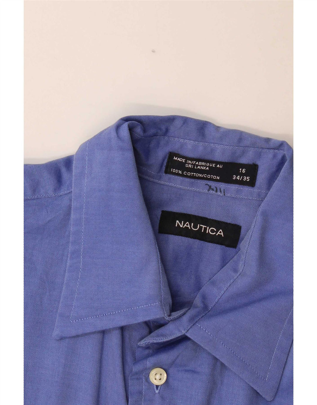 Nautica Mens Shirt Size 16 Large Blue Cotton