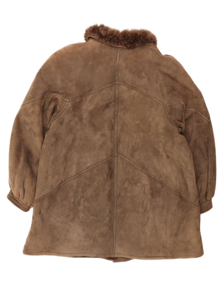Vintage Womens Shearling Coat UK 18 XL Brown