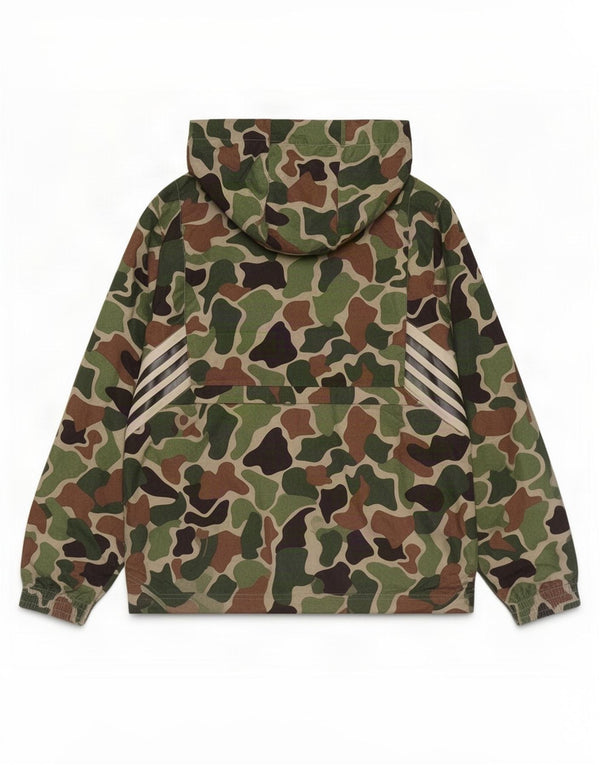 Adidas Mens Hooded Pullover Tracksuit Top Jacket Small Green Camouflage