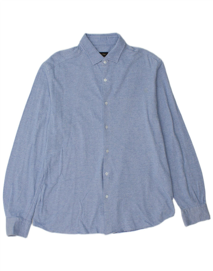 MASSIMO DUTTI Mens Shirt XL Blue Chevron Cotton