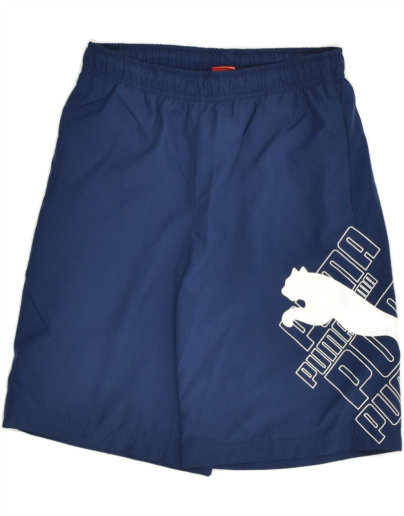 PUMA Boys Graphic Sport Shorts 11-12 Years Navy Blue Polyester | Vintage Puma | Thrift | Second-Hand Puma | Used Clothing | Messina Hembry 